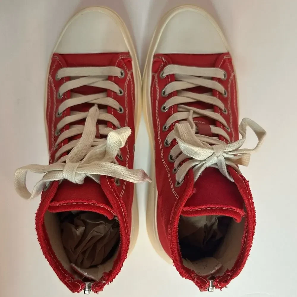 rare R13 Kirk Red Canvas High-Top Sneakers EU 38 US 8 Distressed White Platform